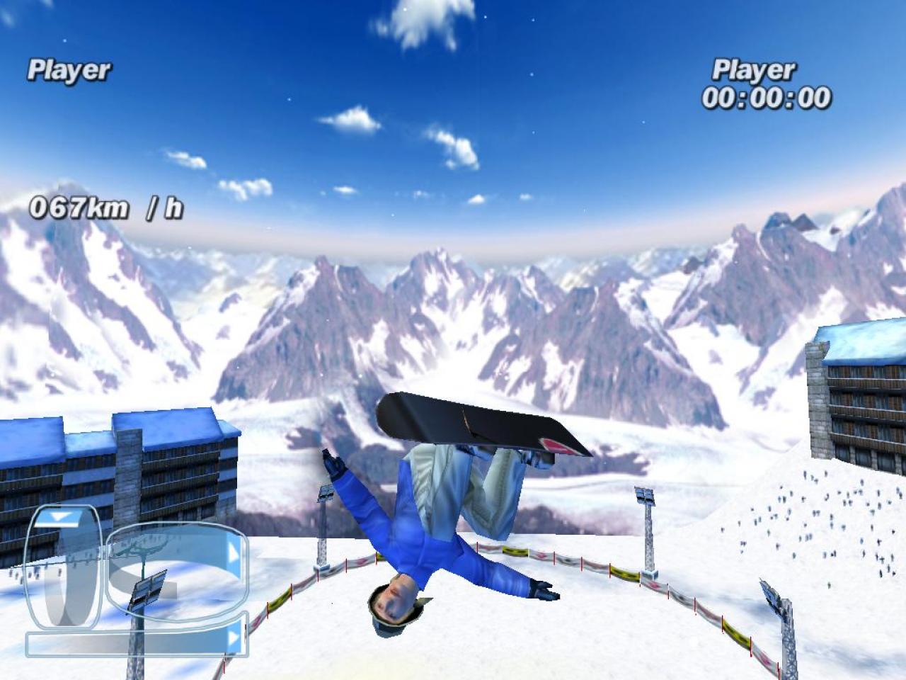 [26/11/2001] BIG AIR Mit genügend Schwung steigen die Boarder in ungeahnte Höhen auf und zeigen die heißesten Tricks. Wer nicht rechtzeitig die Landung einleitet, fällt auf den Hintern.